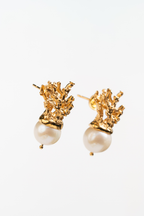 ARETE RAMO DE CORAL CON PERLA CULTIVADA: