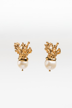 ARETE RAMO DE CORAL CON PERLA CULTIVADA: