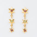 ARETES ORIÓN CON TURMALINAS: Las Tres Marías en Oro