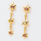 ARETES ORIÓN CON TURMALINAS: Las Tres Marías en Oro