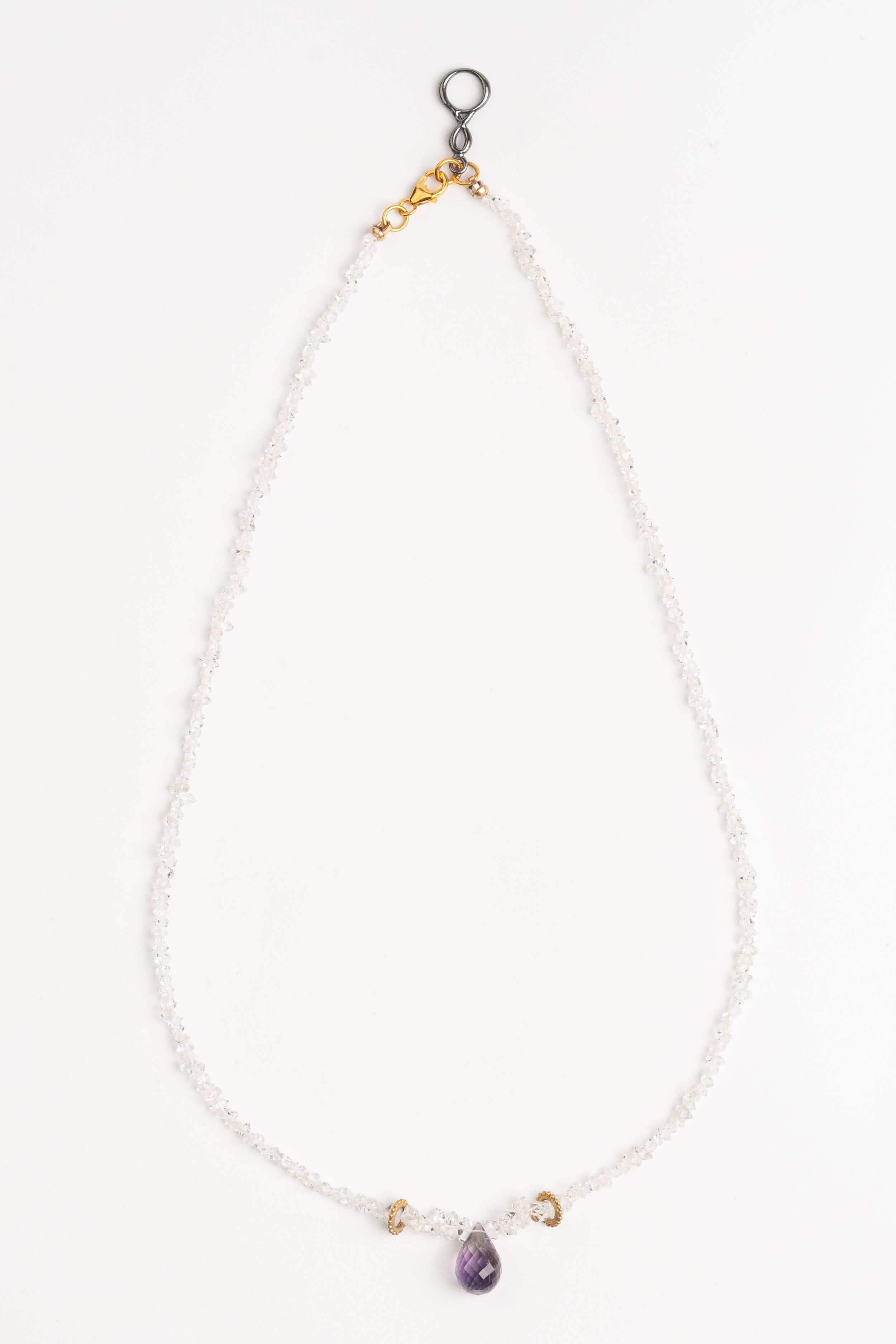 COLLAR GRANATE, DIAMANTE HERKIMER Y BRIOLETTE DE AMATISTA