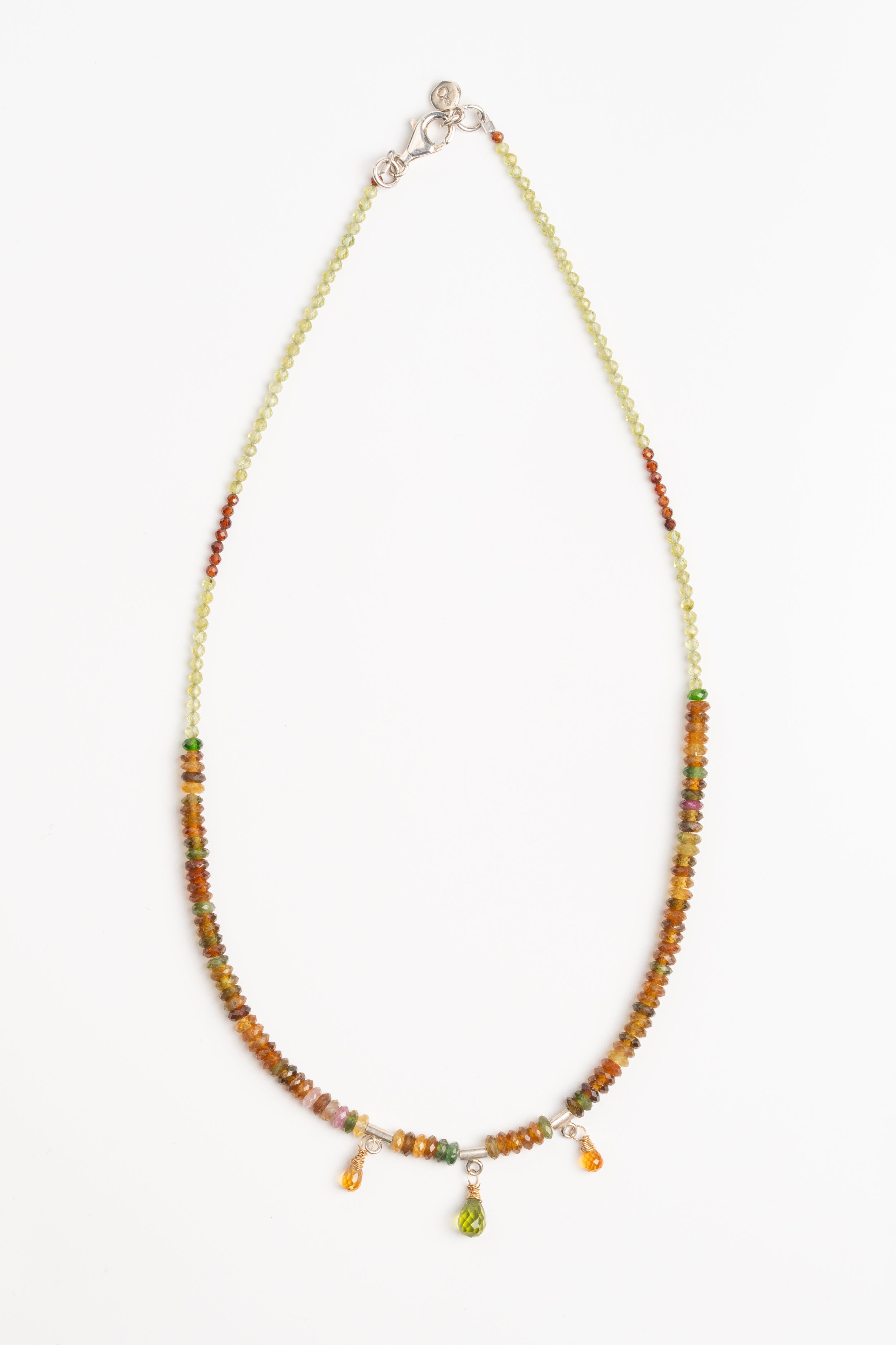COLLAR TURMALINA CON PERIDOTO Y GRANATE FACETADO