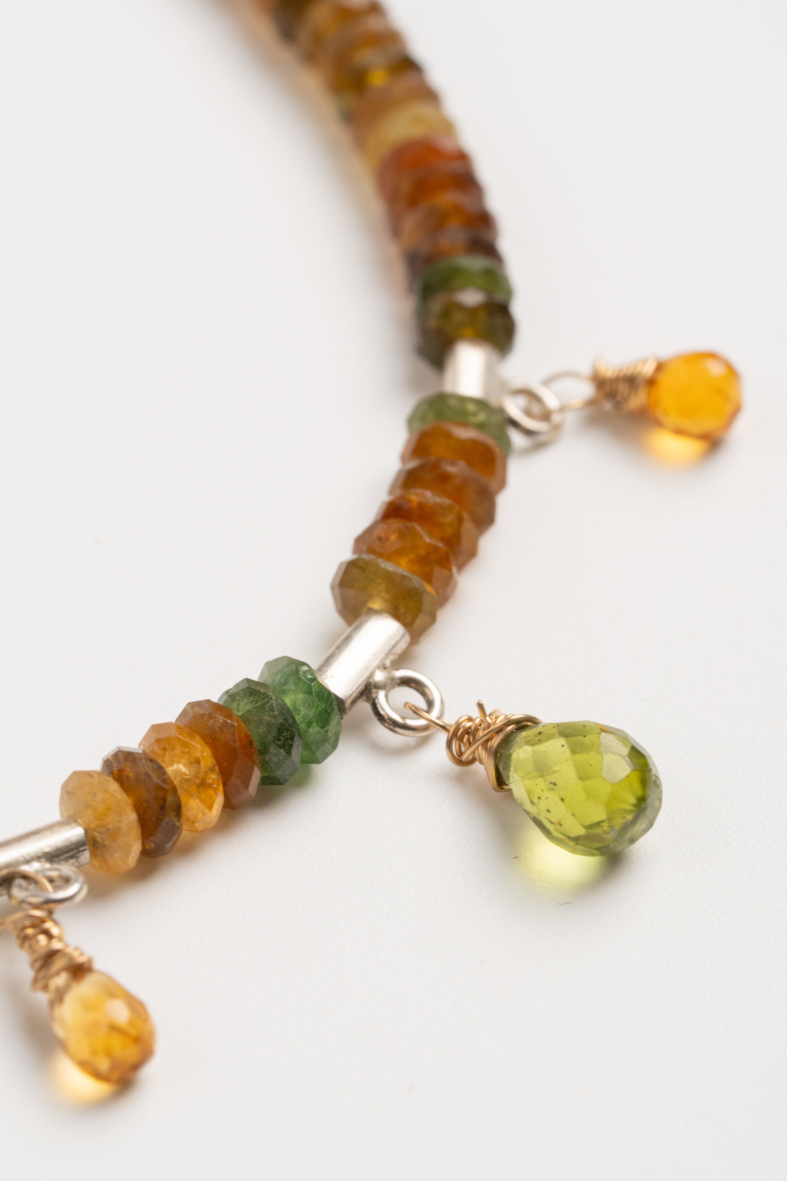 COLLAR TURMALINA CON PERIDOTO Y GRANATE FACETADO